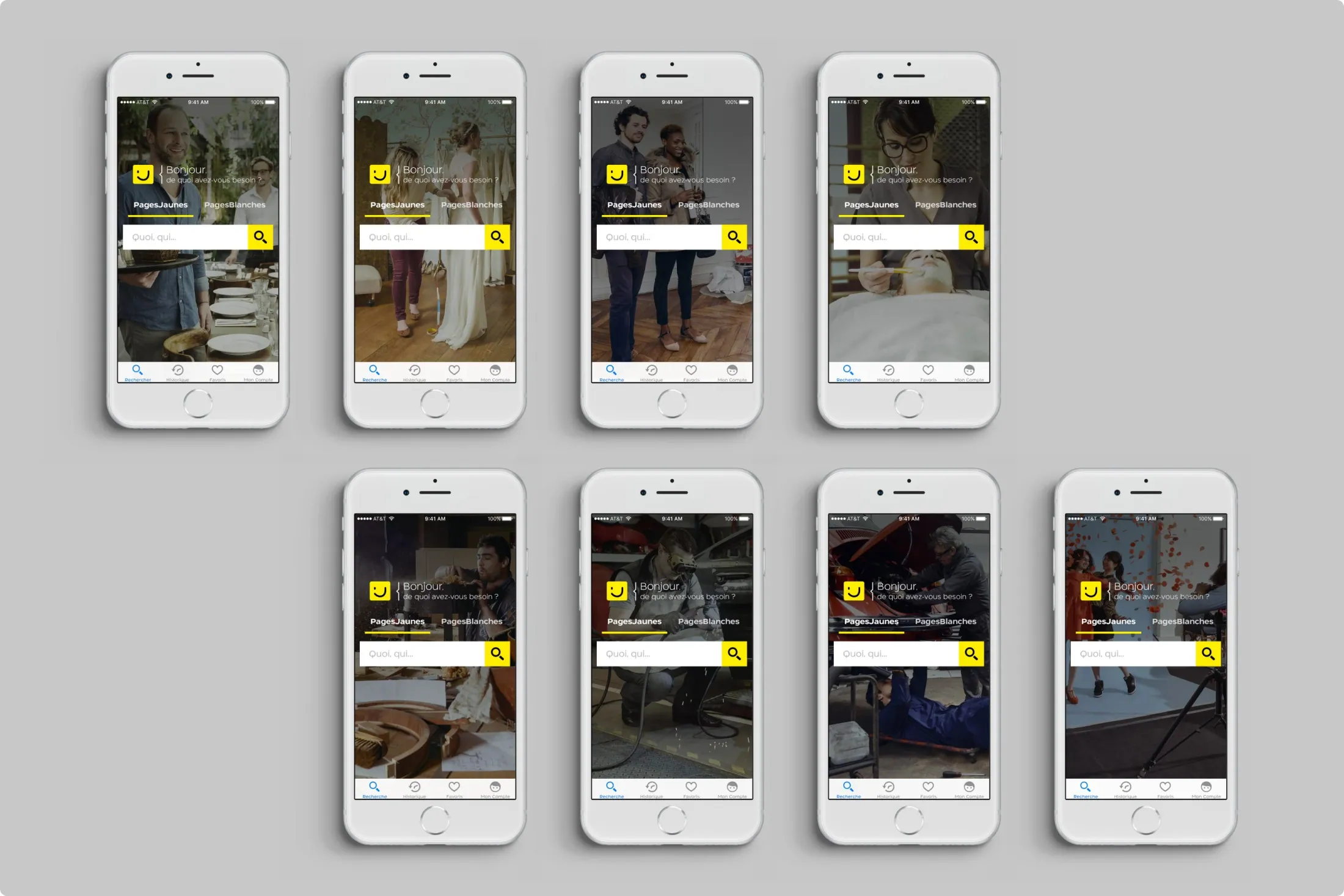 PagesJaunes Homepage Variations